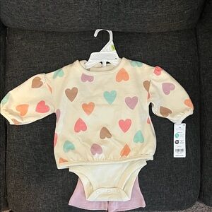 Carter's Cream Heart Print Kids Matching Set